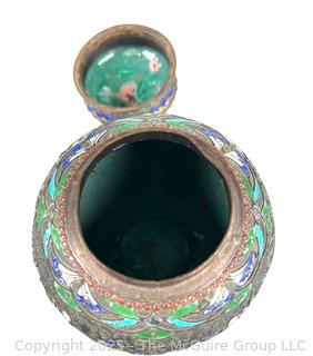 19th Century Japanese Champleve Cloisonne Enameled Jar 
