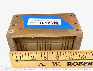 19th Century Wood Butter Mold Stamp Print Box