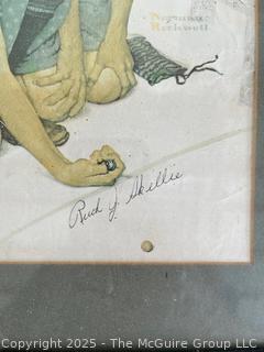 Saturday Evening Post Cover, signed by Ruth Skellie, the Pigtailed Champion Marble Thrower Featured by Norman Rockwell.  