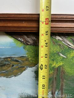 Framed Landscape Oil on Artists Canvas Board Signed Lower Right "Ruth '89"