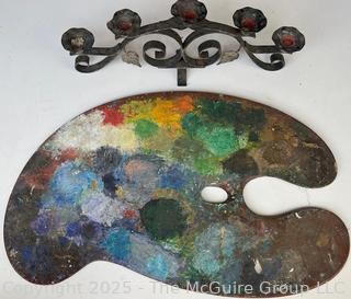Metal 5 Sconce Candelabra and Artists Palette 