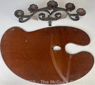 Metal 5 Sconce Candelabra and Artists Palette 