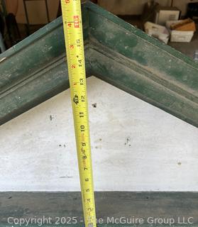 Architectural Salvage Wooden Front Door House Pediment. Measures 17 x 32"W