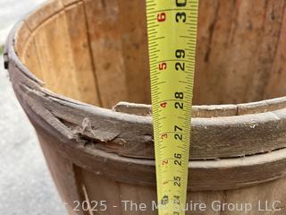 Full Size Wooden Coopered Barrell w/ Wooden Hoops (1 Missing)  
