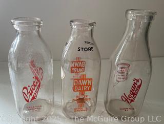 Three (3) Milk Bottles: Price's, Dawn and Hogan's