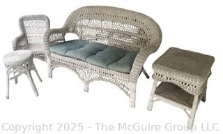 Four (4) Piece White Wicker Porch Set 