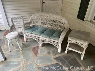 Four (4) Piece White Wicker Porch Set 