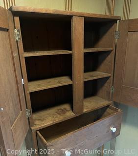 Two Door Over One Drawer Hanging Wall Cabinet with Inside Shelves