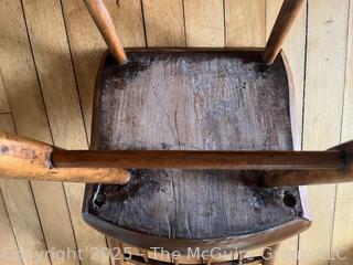 Four (4) Early American Plank Seat Half Back Spindle Side Chairs