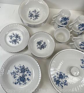 Set of Blue and White Enoch Wedgwood Tunstall Royal Ironstone Dinnerware and Transferware Plate