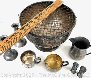Group of Silver Plate Items Including Floral Centerpiece 