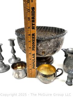 Group of Silver Plate Items Including Floral Centerpiece 