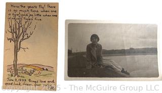 Illustrated Birthday Card to David J. McGuire From Sister Jennie.  