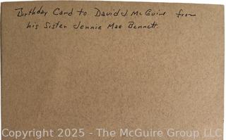 Illustrated Birthday Card to David J. McGuire From Sister Jennie.  