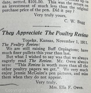 Two (2) Issues of 1912 The Poultry Review. Jennie Mae McGuire as a High School Student  was the Illustrator Artist of the Nationally Circulated Magazine 