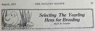 Two (2) Issues of 1912 The Poultry Review. Jennie Mae McGuire as a High School Student  was the Illustrator Artist of the Nationally Circulated Magazine 