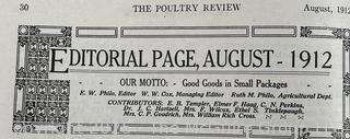 Two (2) Issues of 1912 The Poultry Review. Jennie Mae McGuire as a High School Student  was the Illustrator Artist of the Nationally Circulated Magazine 