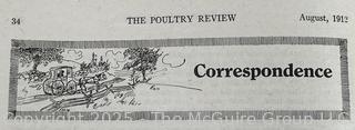 Two (2) Issues of 1912 The Poultry Review. Jennie Mae McGuire as a High School Student  was the Illustrator Artist of the Nationally Circulated Magazine 