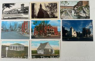 Eight (8) Unused NY Post Cards Including Silver Bay, Greenwich, Coxsackie, Middle Falls  and Saratoga 