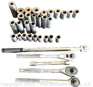 Grouping of Bench Tools Including Rachets and Sockets<br>

<br><br>

Removal Options:<br><br> Sat (Nov 8) & Sun (Nov 9) 11-3pm, 56 Scotch Hill Rd., Cambridge NY 12816<br><br>

Sat (Nov 15) 12-2pm, TMG Warehouse, 2800 Juniper St., Fairfax, VA 22031<br><br>

Request Shipping (david@themcguiregroupllc.com)