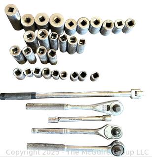 Grouping of Bench Tools Including Rachets and Sockets<br>

<br><br>

Removal Options:<br><br> Sat (Nov 8) & Sun (Nov 9) 11-3pm, 56 Scotch Hill Rd., Cambridge NY 12816<br><br>

Sat (Nov 15) 12-2pm, TMG Warehouse, 2800 Juniper St., Fairfax, VA 22031<br><br>

Request Shipping (david@themcguiregroupllc.com)