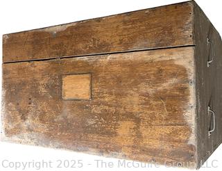Large Wooden Steamer Trunk <br>

<br><br>

Removal Options:<br><br> Sat (Nov 8) & Sun (Nov 9) 11-3pm, 56 Scotch Hill Rd., Cambridge NY 12816<br><br>

Sat (Nov 15) 12-2pm, TMG Warehouse, 2800 Juniper St., Fairfax, VA 22031<br><br>

Request Shipping (david@themcguiregroupllc.com)