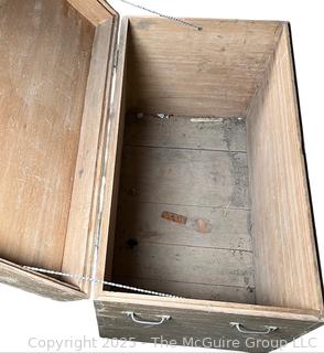Large Wooden Steamer Trunk <br>

<br><br>

Removal Options:<br><br> Sat (Nov 8) & Sun (Nov 9) 11-3pm, 56 Scotch Hill Rd., Cambridge NY 12816<br><br>

Sat (Nov 15) 12-2pm, TMG Warehouse, 2800 Juniper St., Fairfax, VA 22031<br><br>

Request Shipping (david@themcguiregroupllc.com)