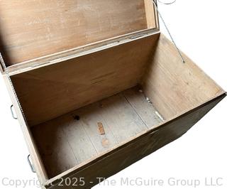 Large Wooden Steamer Trunk <br>

<br><br>

Removal Options:<br><br> Sat (Nov 8) & Sun (Nov 9) 11-3pm, 56 Scotch Hill Rd., Cambridge NY 12816<br><br>

Sat (Nov 15) 12-2pm, TMG Warehouse, 2800 Juniper St., Fairfax, VA 22031<br><br>

Request Shipping (david@themcguiregroupllc.com)