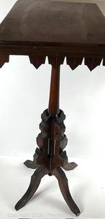 Eastlake Style American Sawtooth Occasional Table EDIT THUMBNAIL<br>

<br><br>

Removal Options:<br><br> Sat (Nov 8) & Sun (Nov 9) 11-3pm, 56 Scotch Hill Rd., Cambridge NY 12816<br><br>

Sat (Nov 15) 12-2pm, TMG Warehouse, 2800 Juniper St., Fairfax, VA 22031<br><br>

Request Shipping (david@themcguiregroupllc.com)
