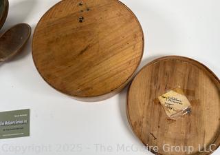 Selection of antique wooden kitchen items