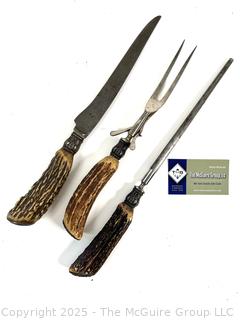 Stag-handled Carving set with sharpening steel