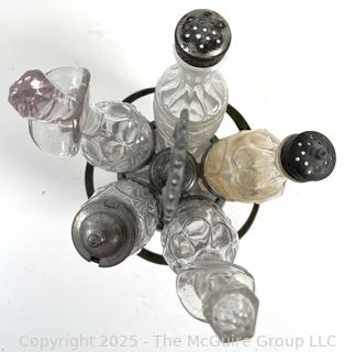 Antique 5 bottle silver plated cruet set 