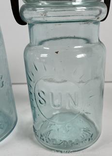 Group of five (5) antique canning jars: various brands