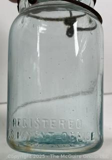 Group of six (6) antique canning jars: various brands
