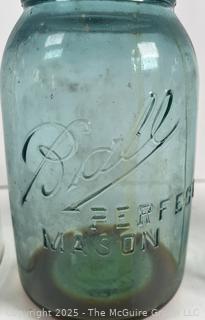 Group of six (6) antique canning jars: various brands