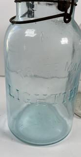 Group of six (6) antique canning jars: various brands