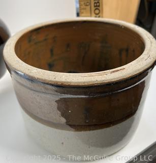 Three Stoneware Bean Pots 