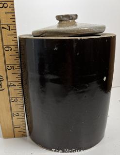 Two (2) lidded stoneware crocks