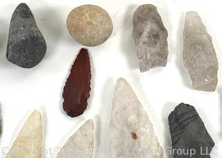 Group of Natural Stone Native Hand Tool Fragments Arrowheads and Points