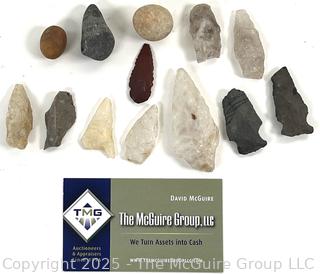 Group of Natural Stone Native Hand Tool Fragments Arrowheads and Points