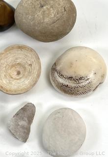 Group of Natural Stone Cobbles, Fossils and Possible Native Hand Tool Frsgments Picked While Working Scotch Hill Farm 