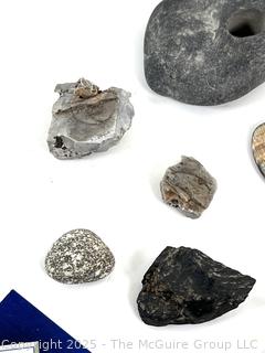 Group of Natural Stone Cobbles, Fossils and Possible Native Hand Tool Frsgments Picked While Working Scotch Hill Farm 