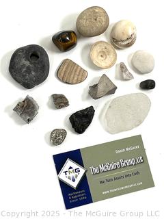 Group of Natural Stone Cobbles, Fossils and Possible Native Hand Tool Frsgments Picked While Working Scotch Hill Farm 