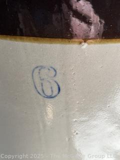 VINTAGE RUSTIC "6" GLAZED CROCK STONEWARE POTTERY