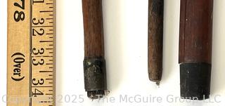 Three (3) ornate Victorian walking sticks/canes: hand-carved, metal pommels, designs