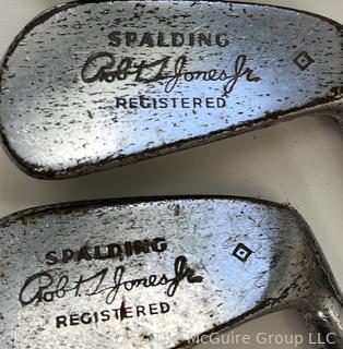 Vintage Spalding Golf Clubs Wood Shaft Robert T Jones JR 
