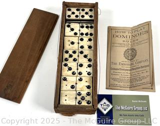 Antique Whiteface Dominoes Set in Wooden Box The Embossing Company