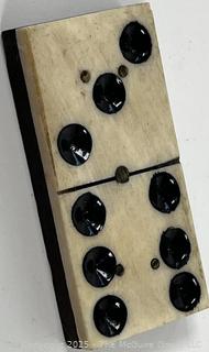 Antique Whiteface Dominoes Set in Wooden Box The Embossing Company