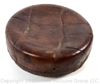 Antique POCKET SIZE Collapsible FOLDING Metal Travel CUP With Leather Case