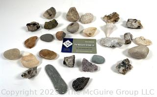 Group of Natural Stone Specimens, Fossils and Possible Native Handtool Fragments Picked While Working Scotch Hill Farm